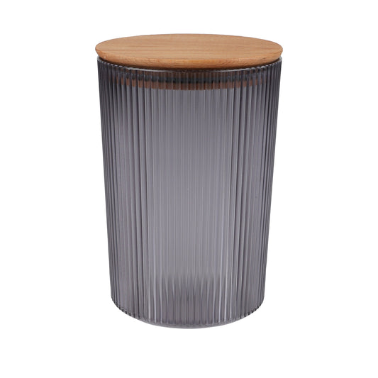 Caixa Hermética 1,5L Tampa em Madeira (Diâmetro: 13,5 cm - Cinzento)