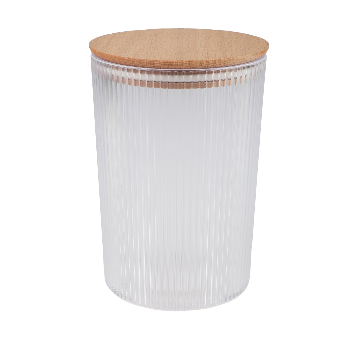 Caixa Hermética 1,5L Tampa em Madeira (Diâmetro: 13,5 cm - Transparente)