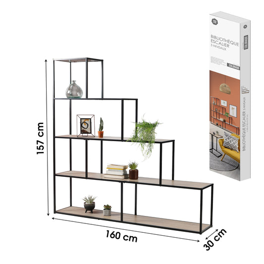 Estante Biblioteca 5 Níveis (Design: Escada - 160x30x157 cm)