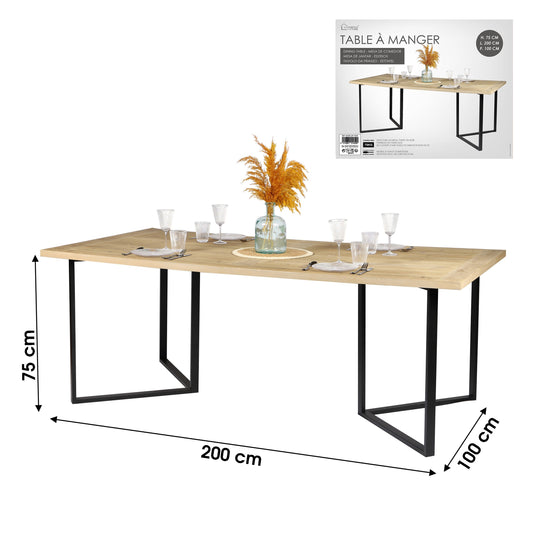 Mesa de Jantar "CountrySide" em Metal (Preto - 200x100x75 cm)