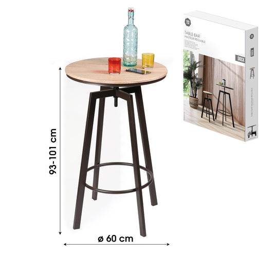 Mesa de Bar Ajustável "Dock" (Diâmetro: 60 cm - Altura Ajustável: 93 a 101 cm)