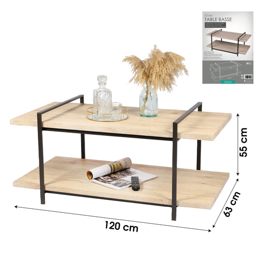 Mesa de Centro 2 Prateleiras "Dock" (120x63x55 cm)