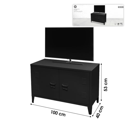 Móvel para TV com 2 Portas (Preto - 100x40x53 cm)