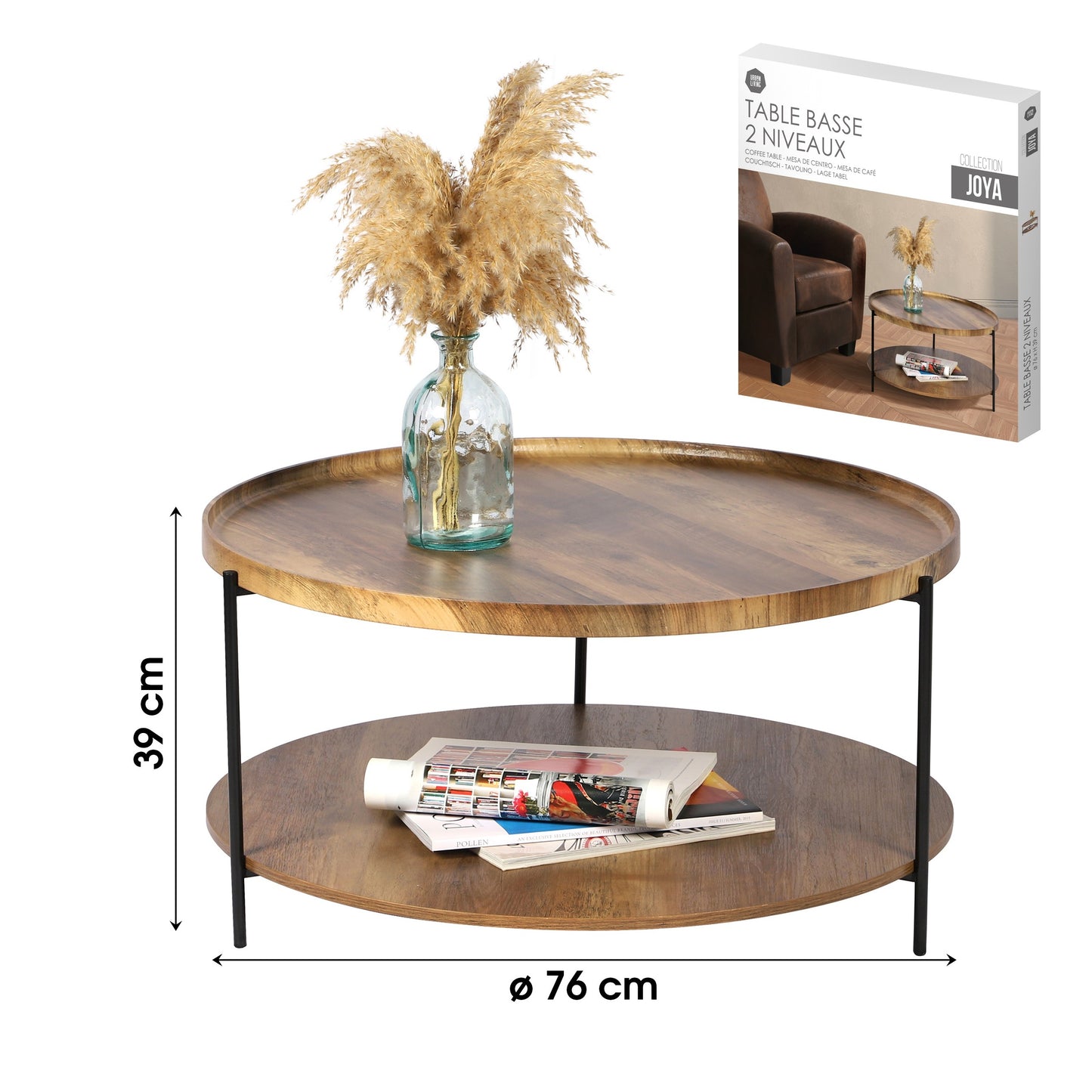 Mesa de Centro 2 Níveis (76x39 cm)