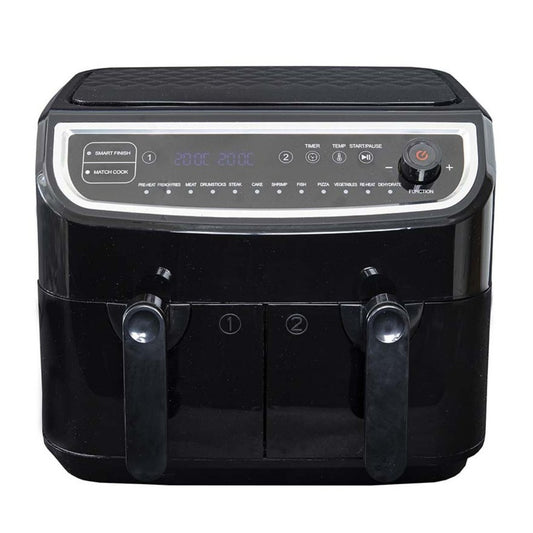 Air Fryer 9L (Dupla Cuba 4,5 + 4,5L - Ecrã Digital - Preta)