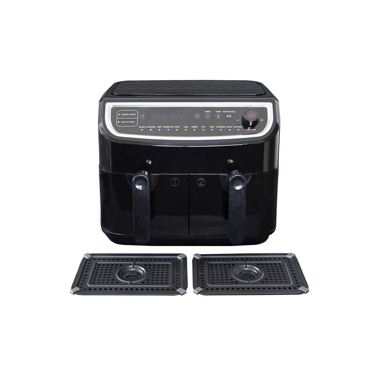 Air Fryer 9L (Dupla Cuba 4,5 + 4,5L - Ecrã Digital - Preta)
