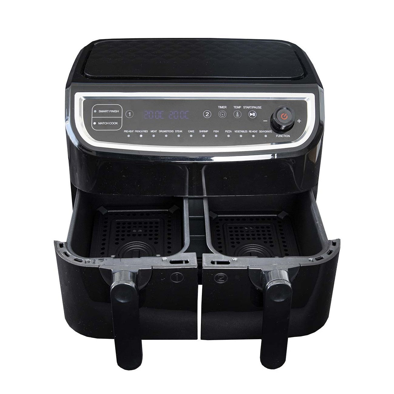 Air Fryer 9L (Dupla Cuba 4,5 + 4,5L - Ecrã Digital - Preta)