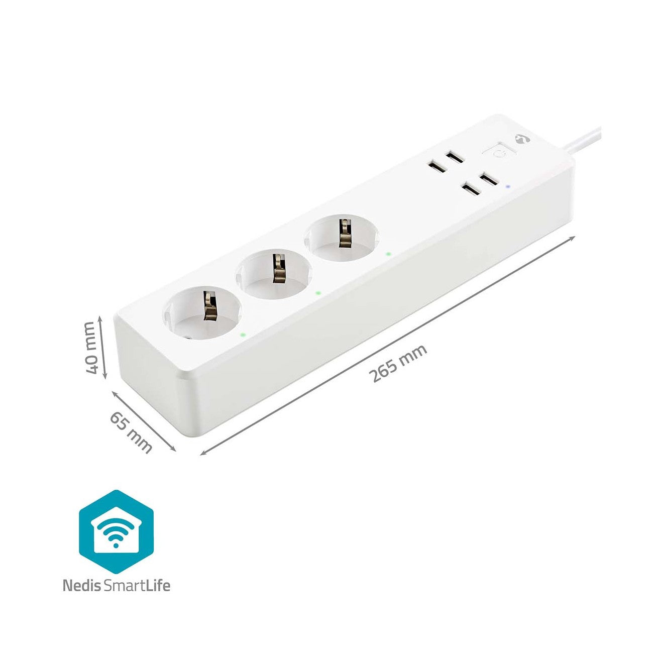Extensão Tripla Inteligente c/ Interruptor (4 Portas USB - Comprimento: 1,8M)