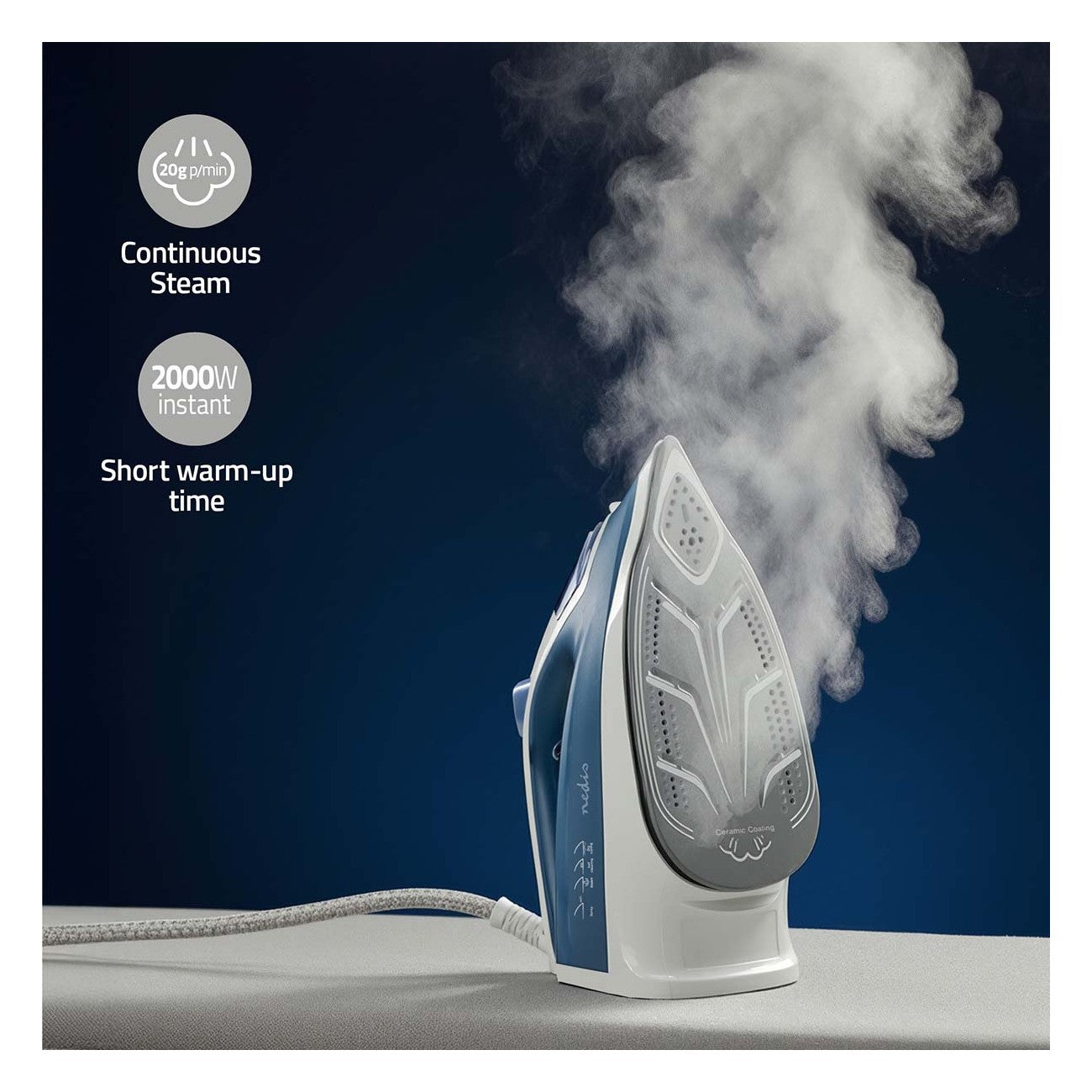 Ferro Engomar a Vapor 2200W (Base Cerâmica)