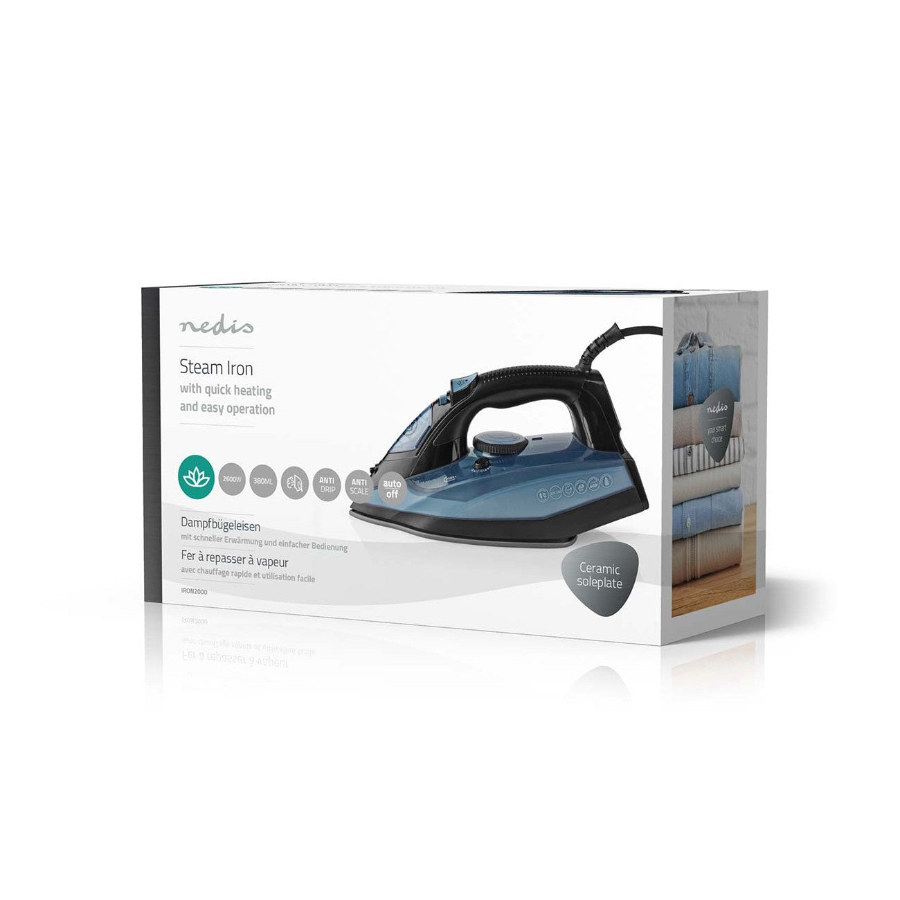 Ferro Engomar a Vapor 2600W (Base Cerâmica)