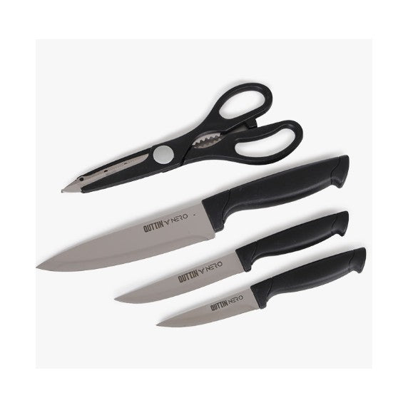Conjunto Facas + Tesoura + Cepo 5 Peças Nero