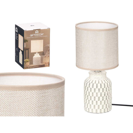 Candeeiro de Mesa Cilíndrico às Riscas Cinzento
