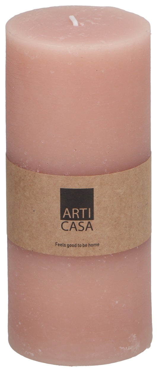 Vela Rústica Ø7x16cm Rosa Arti Casa