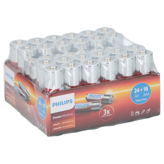 Pilhas Alcalinas Philips Power Life 24xAA+16xAAA