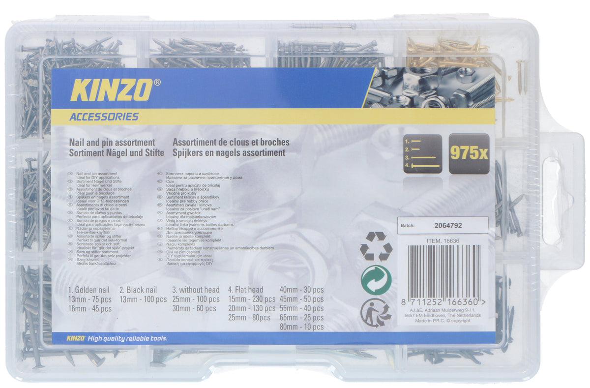 Conjunto Pregos 975 Peças Kinzo