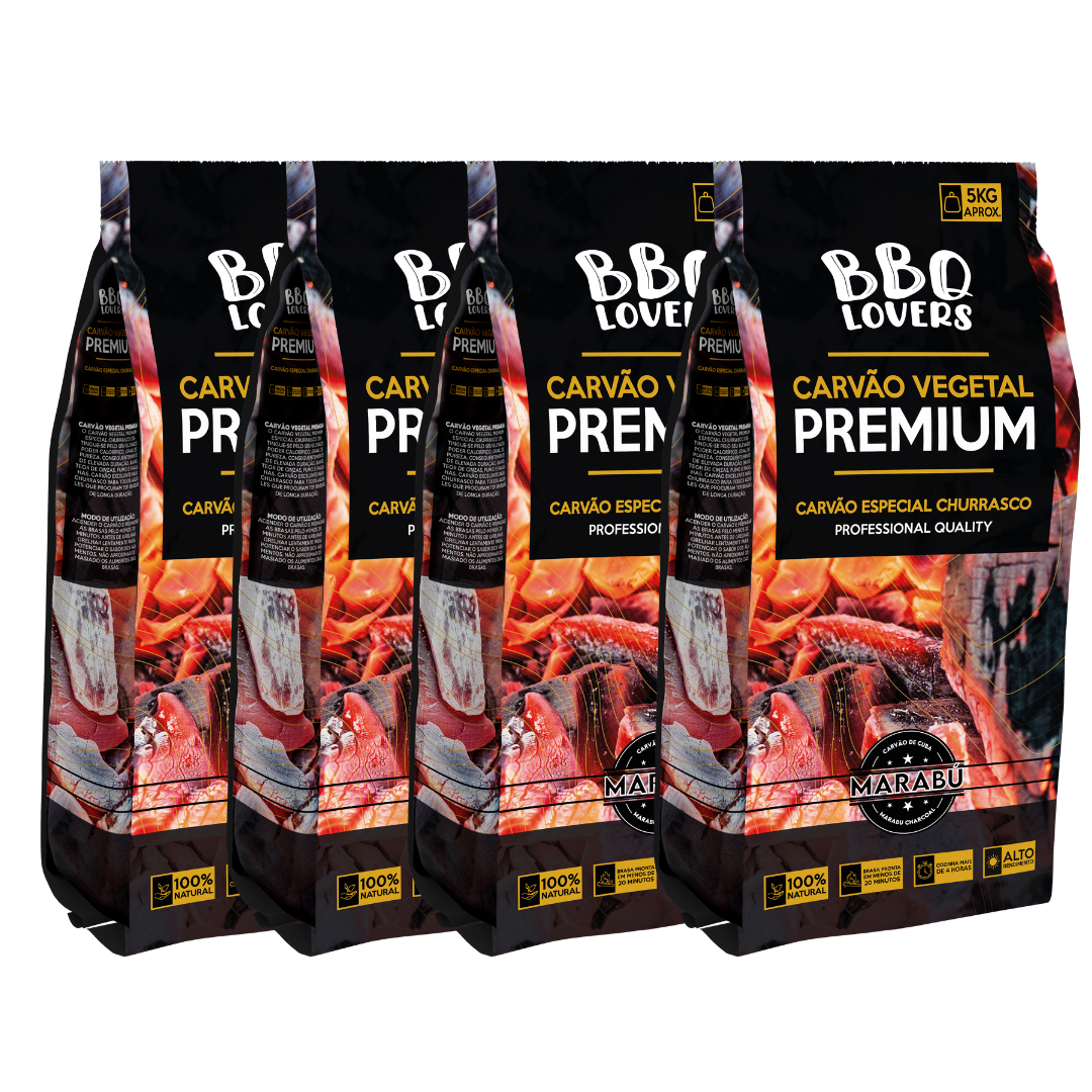 Carvão Vegetal Premium 20 Kg Bbq Lovers (4 Sacos De 5 Kg Cada)
