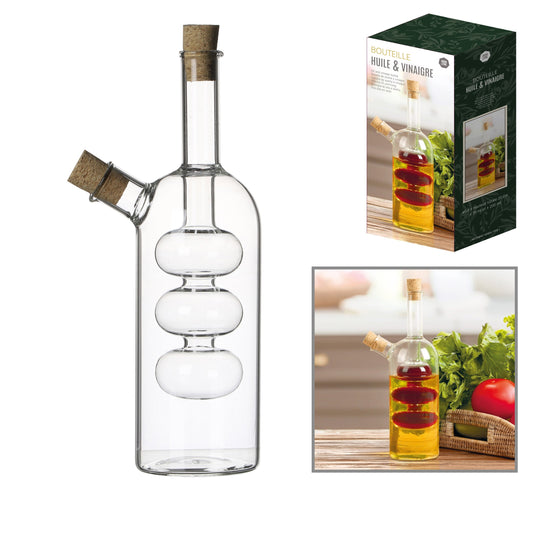 Garrafa de Vidro Azeite & Vinagre 2 em 1 (Diâmetro: 5,8 cm - Altura: 19 cm)