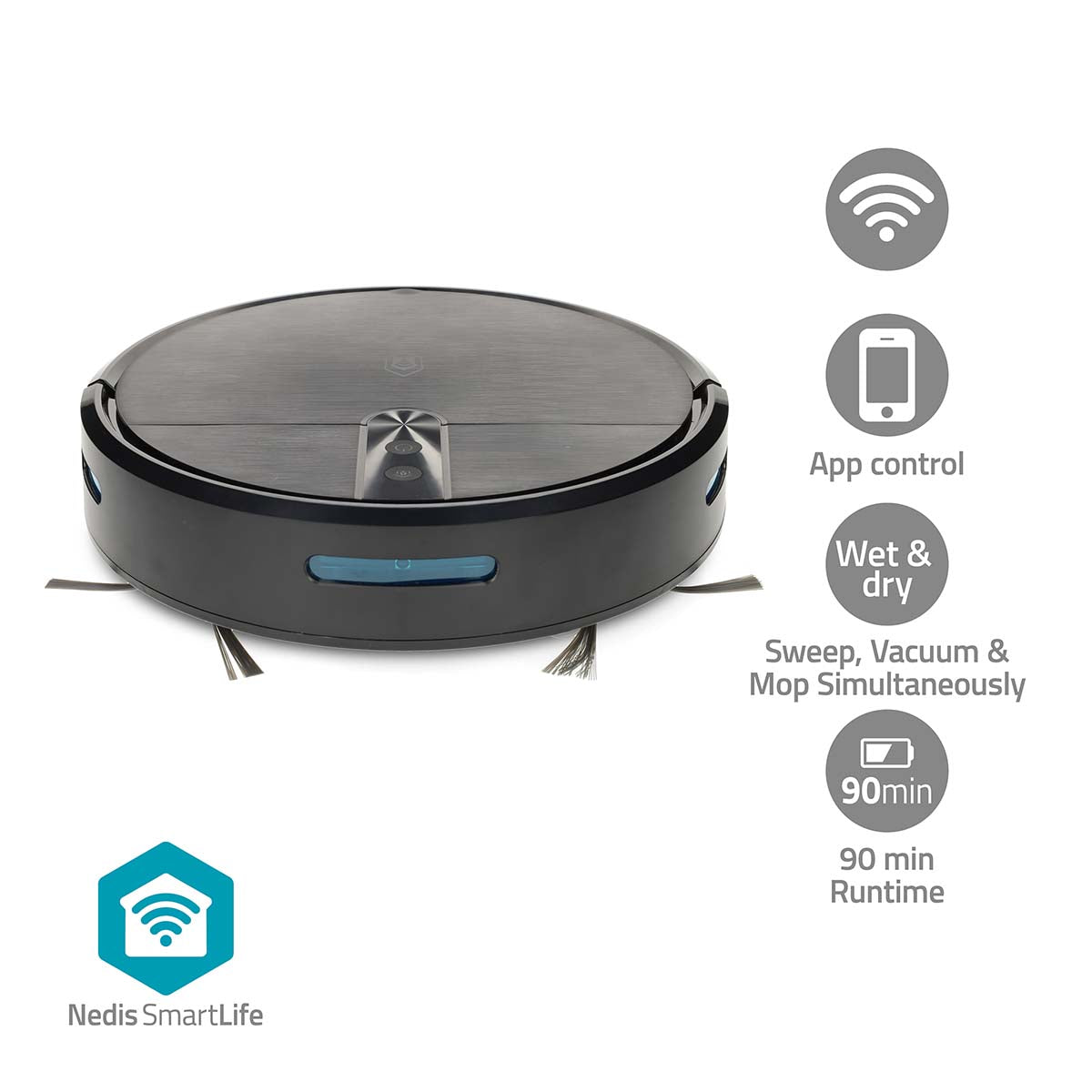 Aspirador Robô NEDIS WIFIVCR10CBK