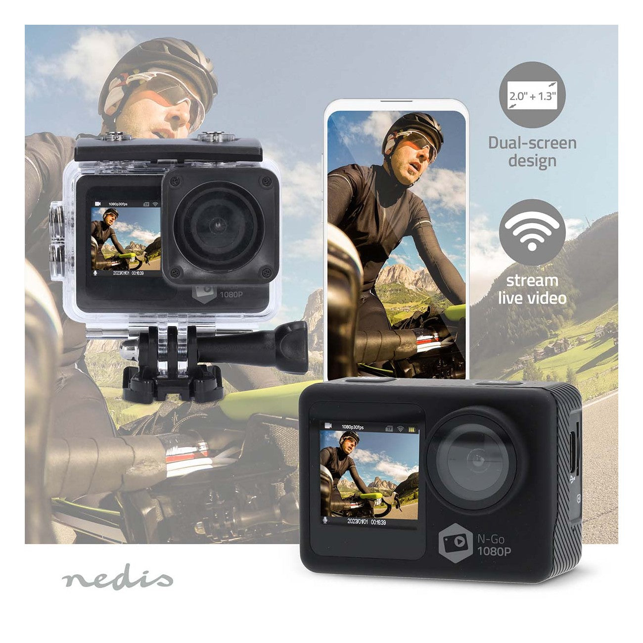 Câmara de Ação Aquática HD (12Mp - Wifi) + Acessórios
