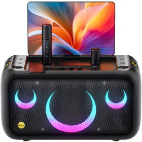 Sistema de Som Karaoke Portátil Break X1 com Ecrã Tátil 13,3" 180º + 2 Microfones sem Fios – Android