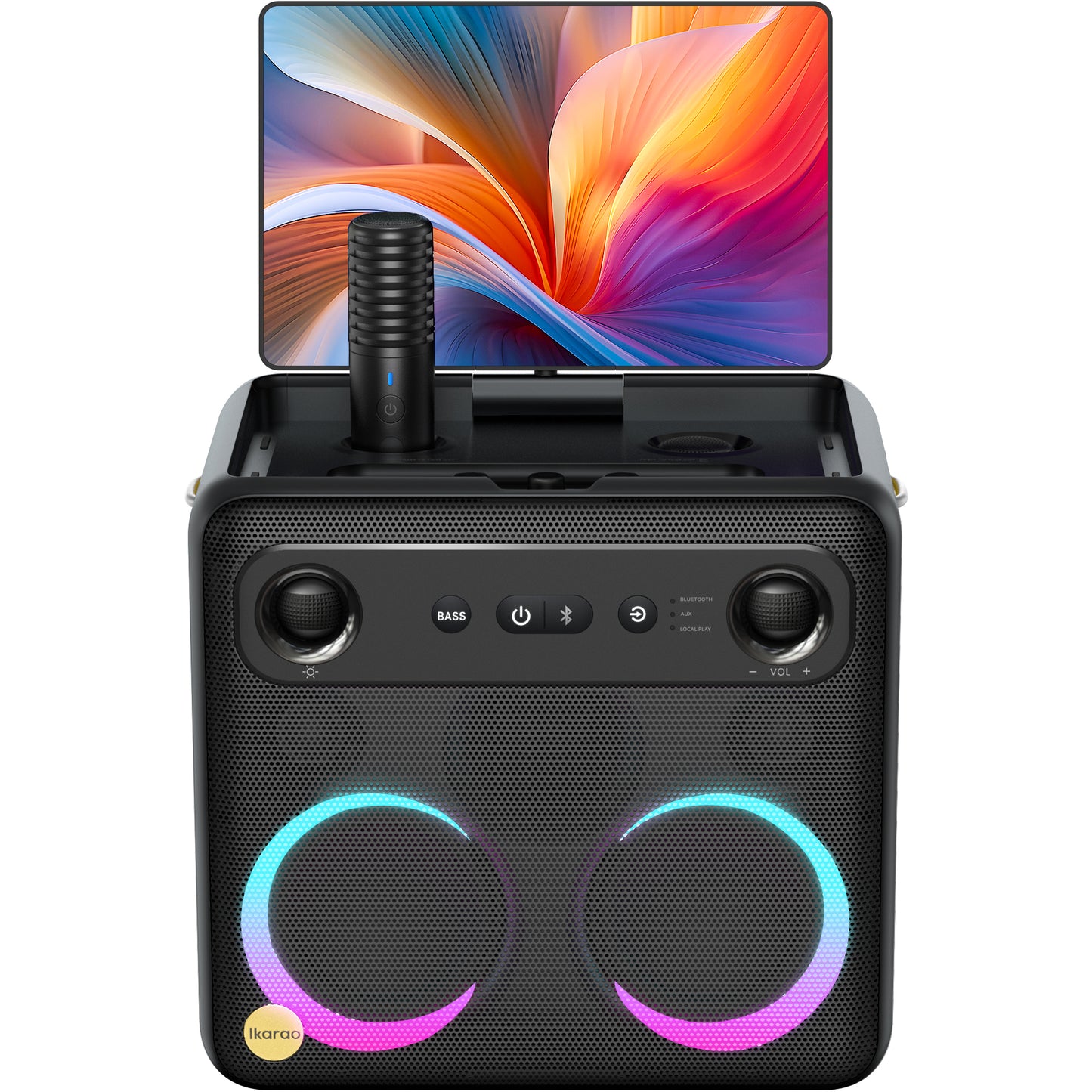 Sistema de Som Karaoke Portátil Break X2 com Ecrã Tátil 10,1" 180º + 2 Microfones sem Fios – Android