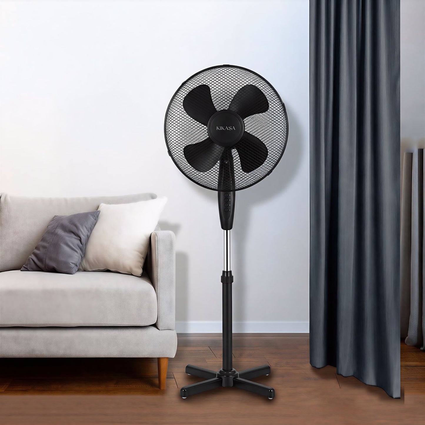 Ventoinha de Pé 45W 40cm 3 Vel. Preto KIKASA (Outlet)