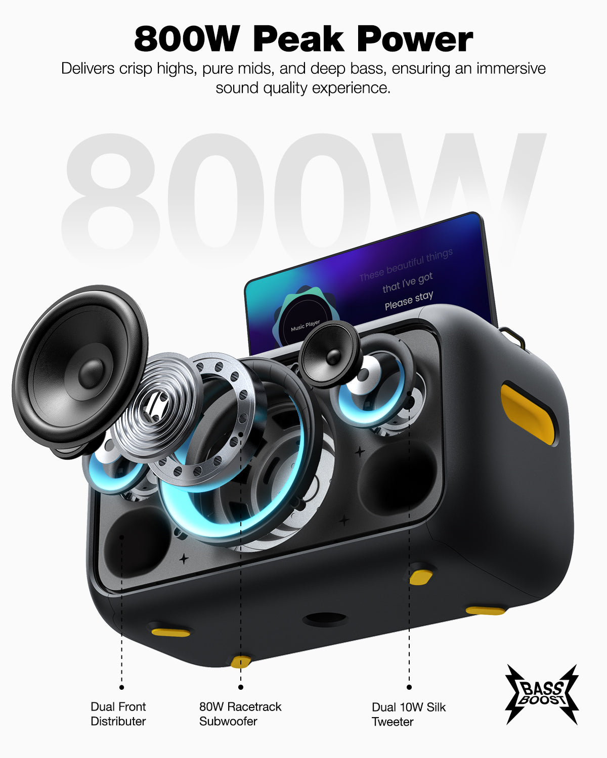 Sistema de Som Karaoke Portátil Break X1 com Ecrã Tátil 13,3" 180º + 2 Microfones sem Fios – Android