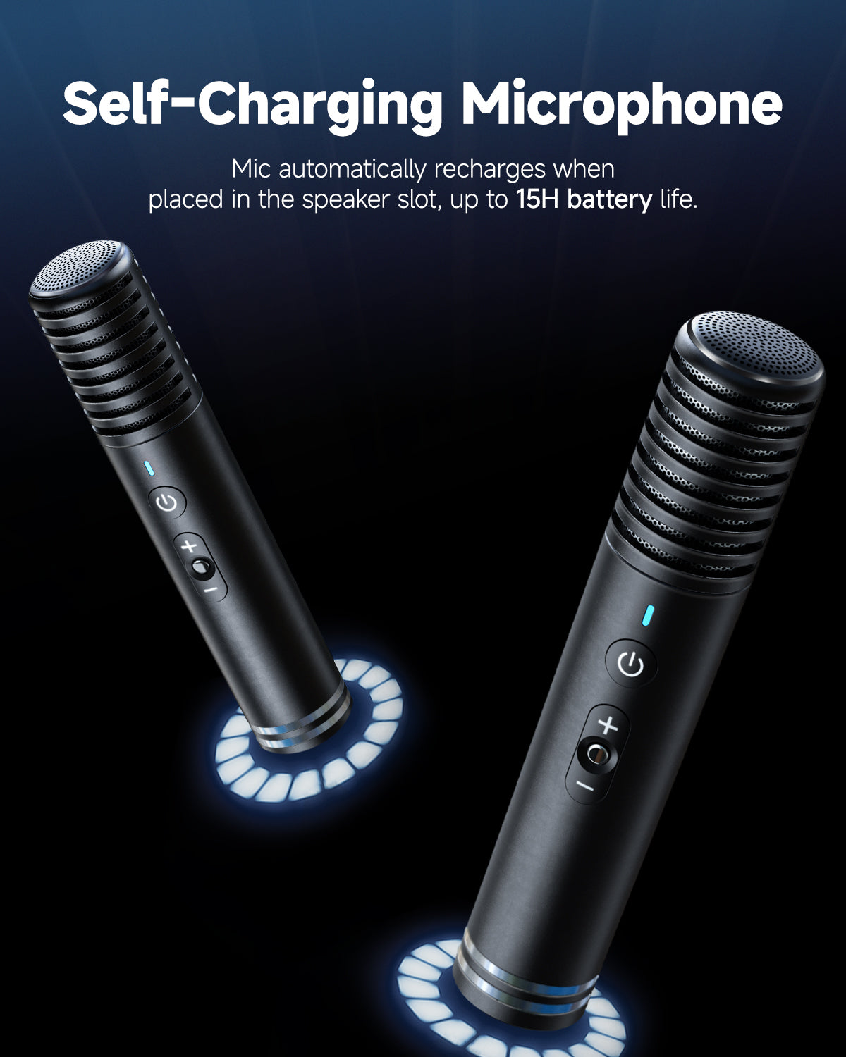 Sistema de Som Semi-Pro Ikarao -  Karaoke Portátil c/ Ecrã Tátil e 2 Microfones Incluídos