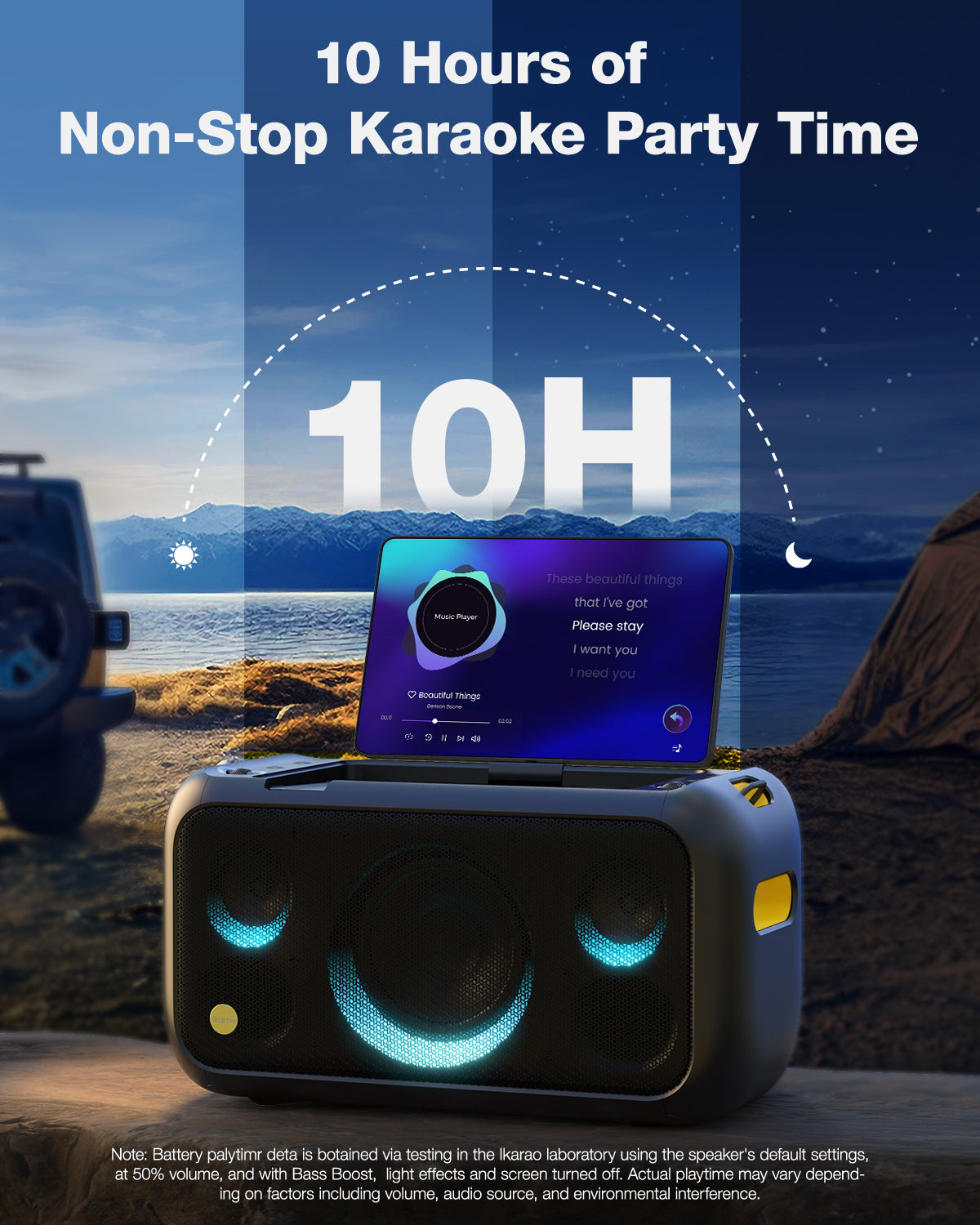 Sistema de Som Karaoke Portátil Break X1 com Ecrã Tátil 13,3" 180º + 2 Microfones sem Fios – Android